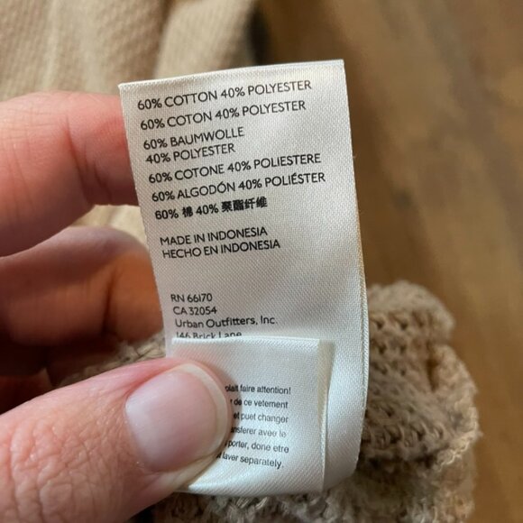 Free People Beige Textured Knit Balloon Sleeve Sweater Size Large - Picture 6 of 9